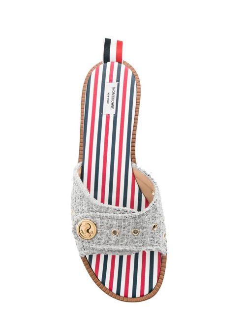 Embossed-button tweed flat sandals Thom Browne | FFF165AF0512035